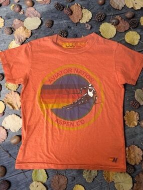 Aviator Nation Kids Orange Retro Ski Graphic Tee